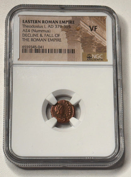 Theodosius I AE4 Nummus AD 379-395 NGC VF Decline & Fall of the Roman Empire