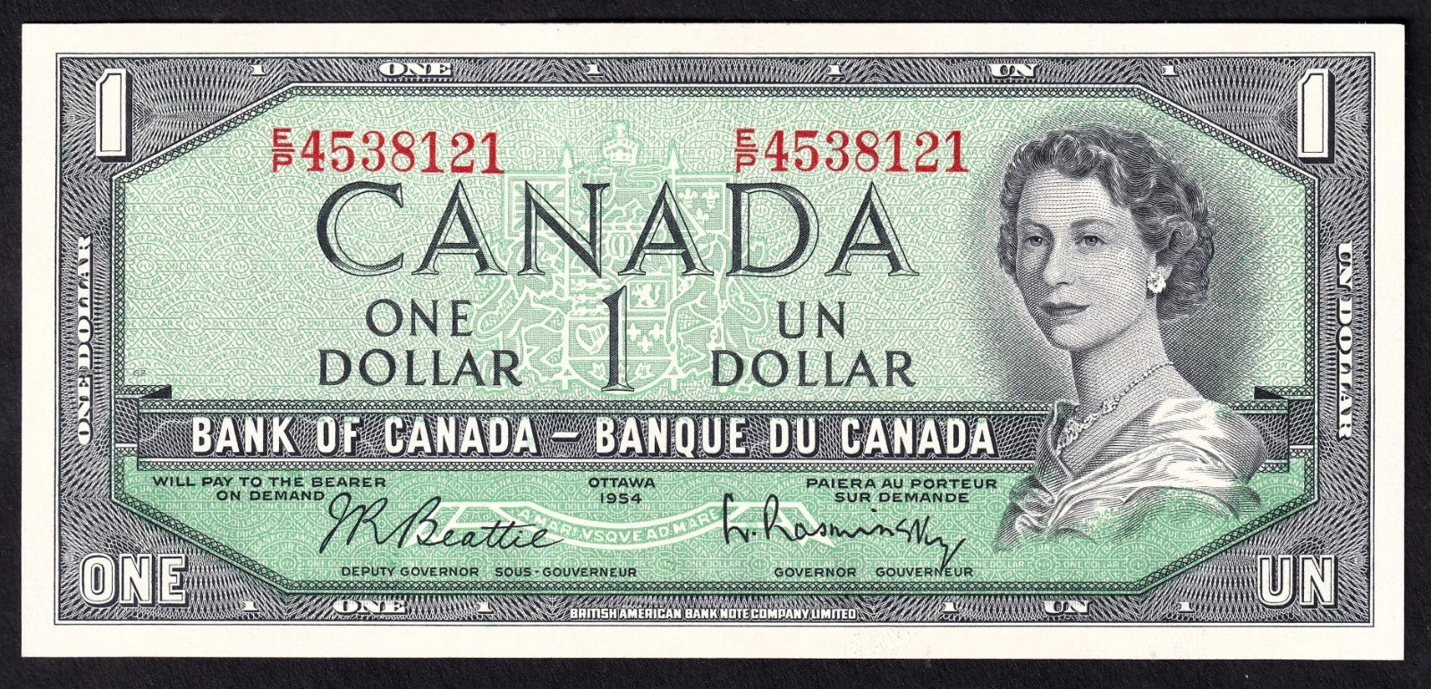 Canada 1954 $1 Banknote Nicer Grade & Signature XF+ - cscoinsnbanknotes