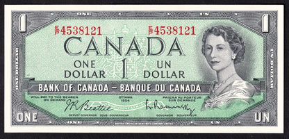 Canada 1954 $1 Banknote Nicer Grade & Signature XF+ - cscoinsnbanknotes