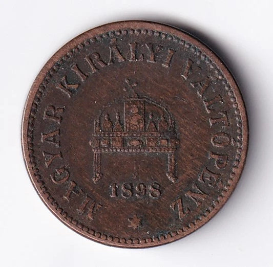 Hungary 1898 2 Filler Bronze Coin King Francis Joseph I - cscoinsnbanknotes