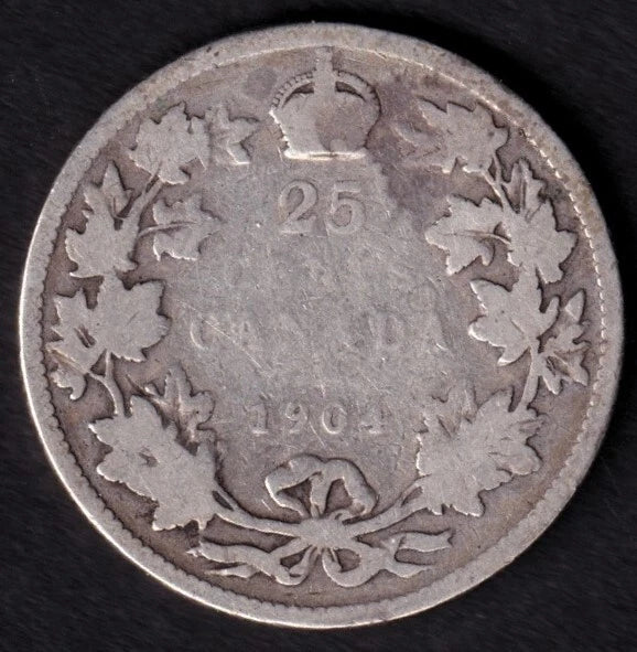 Canada 1904 25c Twenty Five Cent Silver Coin King Edward VII .925 Silver