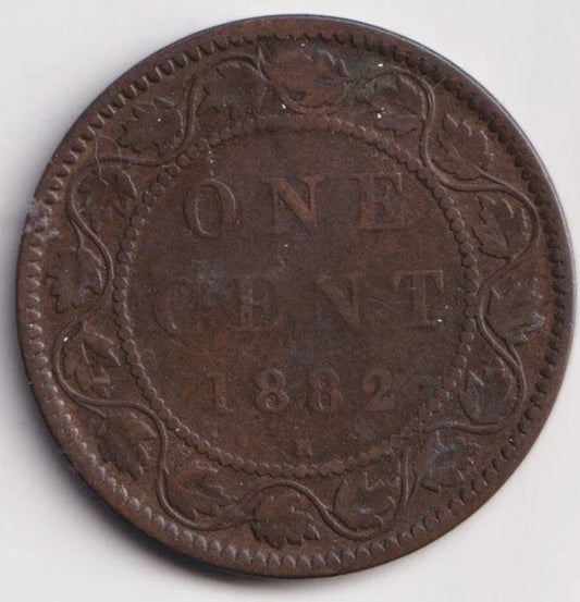 Canada 1882 H 1 Cent One Large Cent Coin Queen Victoria Obverse