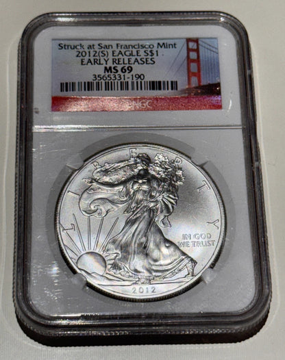 United States 2012-S American 1oz Silver Eagle NGC Graded MS-69