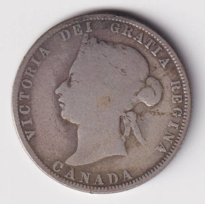 1874 H Canada Silver Quarter 25 Twenty Five Cent Piece Queen Victoria