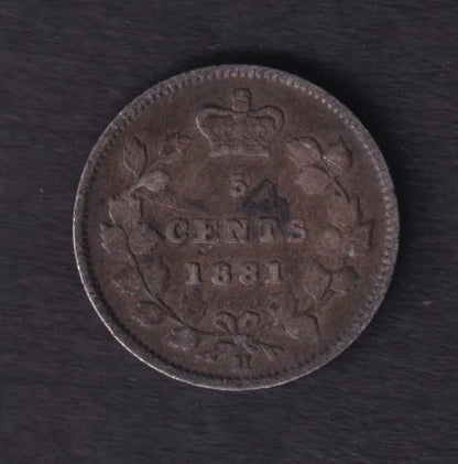 Canada 1881 5c Five Cent Silver Coin Queen Victoria .925 Silver #1 - cscoinsnbanknotes