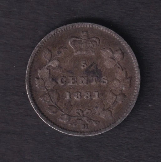 Canada 1881 5c Five Cent Silver Coin Queen Victoria .925 Silver #1 - cscoinsnbanknotes