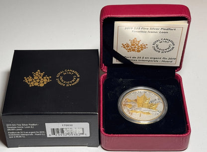 2019 Timeless Iconic Piedfort $25 1OZ Silver Proof Canada Coin: Maple Leaf Loon