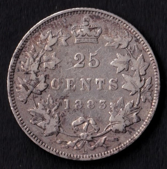 Canada 1883H 25c Twenty Five Cents Silver Coin Queen Victoria VG .925 Silver