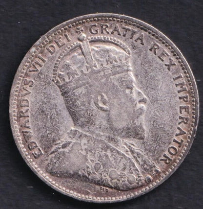 1909 Canada Silver Quarter 25 Twenty Five Cent Piece King Edward Key Date VF