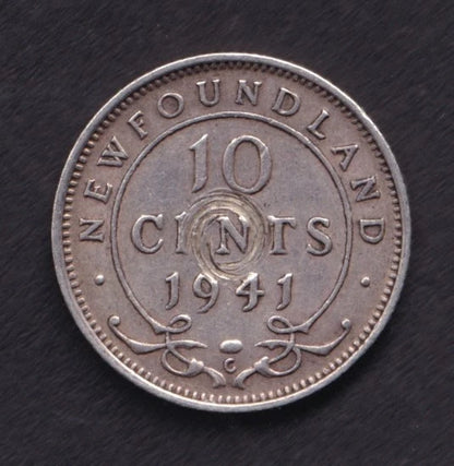 NFLD Newfoundland 1941c 10c Ten Cent Silver Coin King George VI .925 Silver #1 - cscoinsnbanknotes