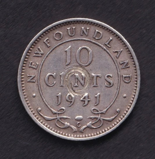 NFLD Newfoundland 1941c 10c Ten Cent Silver Coin King George VI .925 Silver #1 - cscoinsnbanknotes