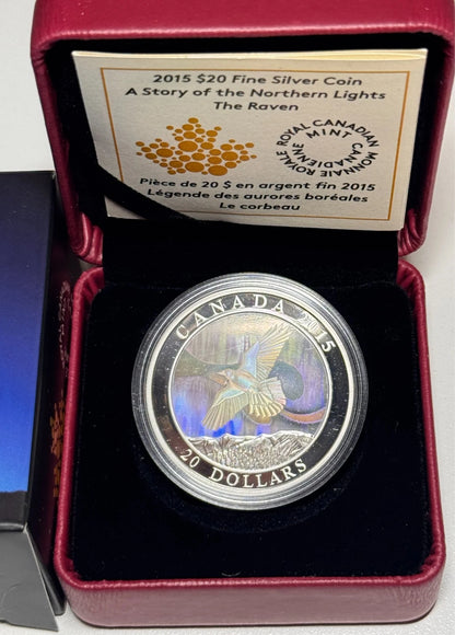 2015 $20 A Story of the Northern Lights: The Raven - Pure Silver Coin