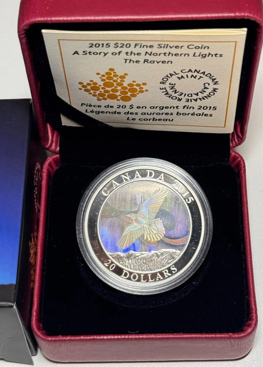 2015 $20 A Story of the Northern Lights: The Raven - Pure Silver Coin