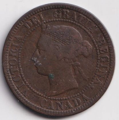 Canada 1882 H 1 Cent One Large Cent Coin Queen Victoria Obverse