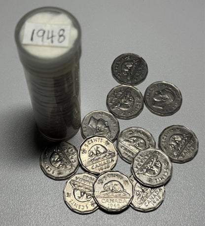 1x Canada 1948 Five Cents Nickel Coin King George VI Semi Key Date 5-Cents 5c