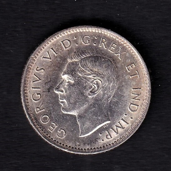 Canada 1942 10c Ten Cent Silver Coin King George VI Almost UNC .800 Silver