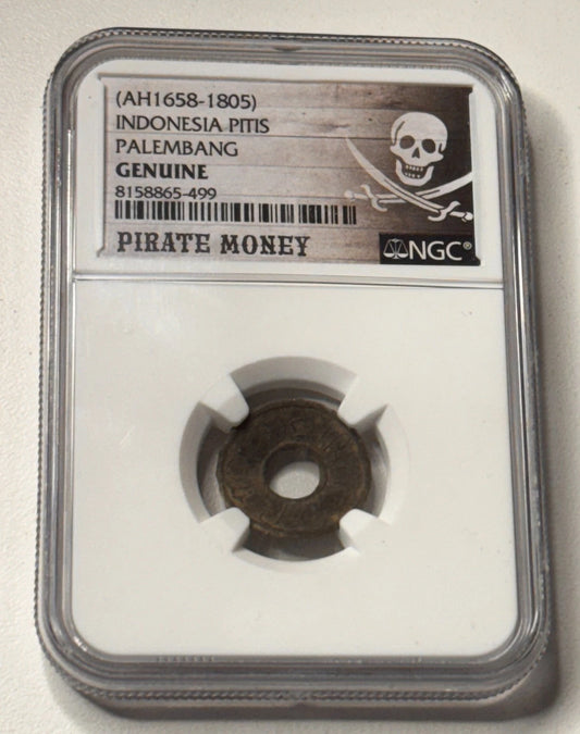 Indonesia Palembang Pitis AH1658-1805 NGC Pirate Money Genuine Coin