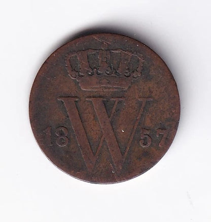 Netherlands 1857 1/2 Half Cent Copper Coin King William III - cscoinsnbanknotes