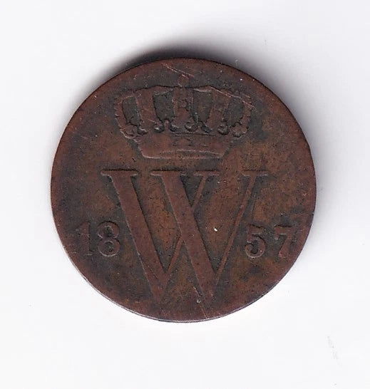 Netherlands 1857 1/2 Half Cent Copper Coin King William III - cscoinsnbanknotes