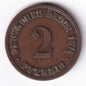 Germany 1874B 2p Two Pfennig Copper Coin Emperor Wilhelm I Hanover Mint Mark - cscoinsnbanknotes