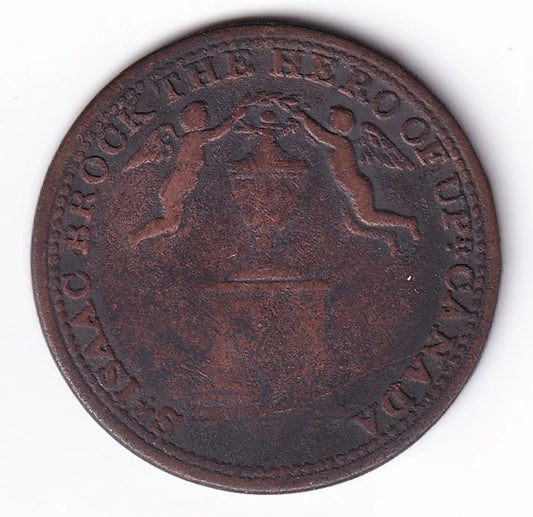Upper Canada 1816 1/2c Half Penny Copper "Brock Token" Coin Merchant Token - cscoinsnbanknotes