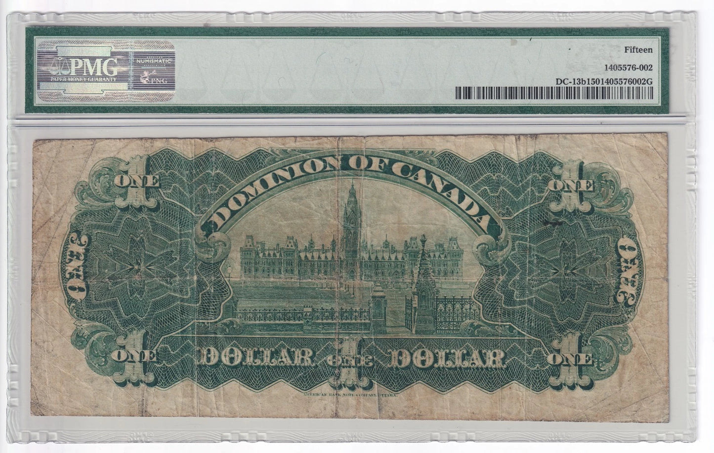 Dominion Of Canada 1898 $1 One Dollar Banknote PMG Graded Choice Fine 15 - cscoinsnbanknotes