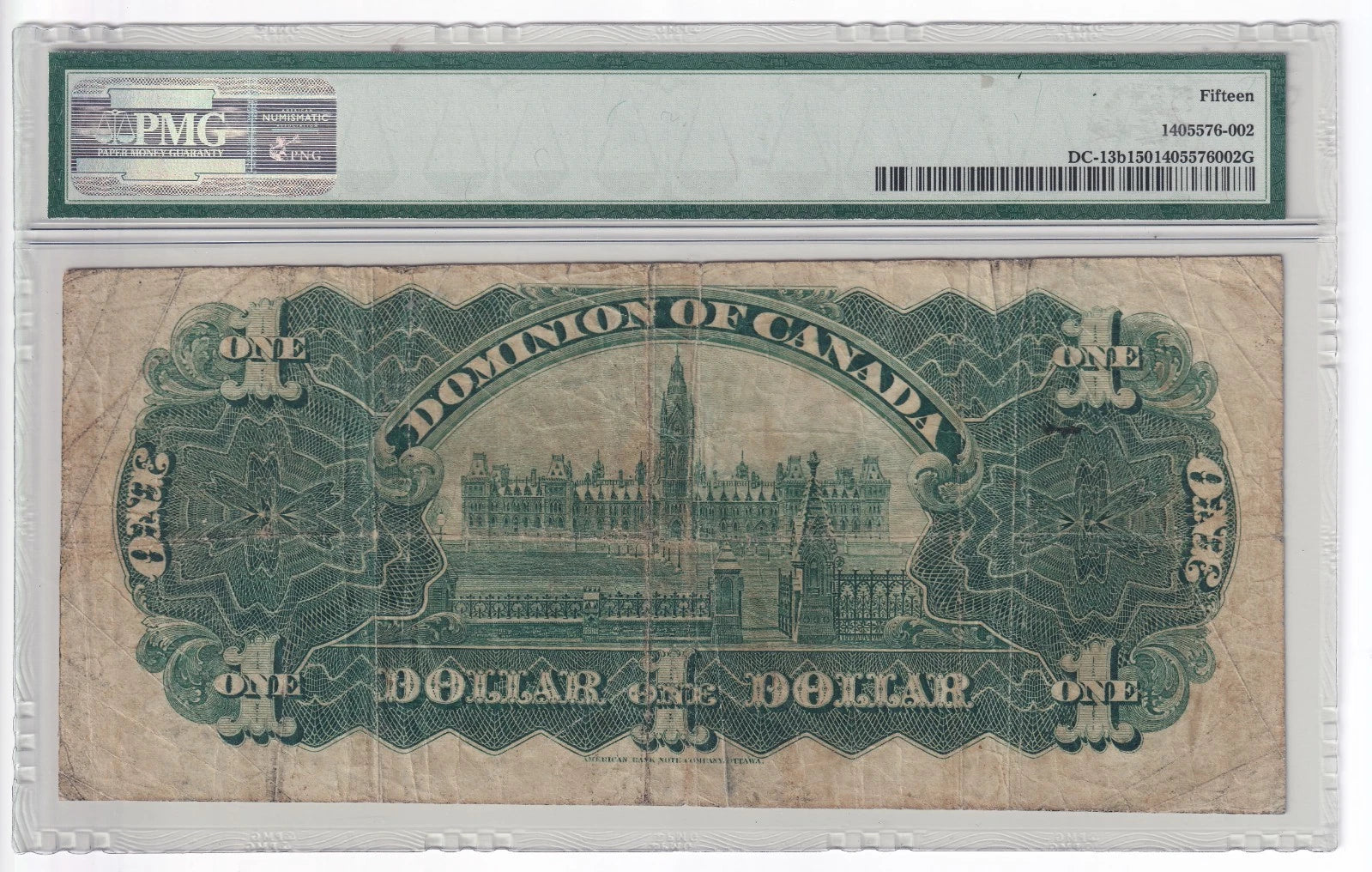 Dominion Of Canada 1898 $1 One Dollar Banknote PMG Graded Choice Fine 15 - cscoinsnbanknotes