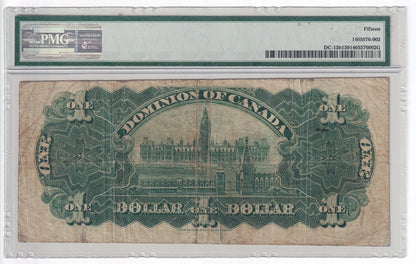Dominion Of Canada 1898 $1 One Dollar Banknote PMG Graded Choice Fine 15 - cscoinsnbanknotes