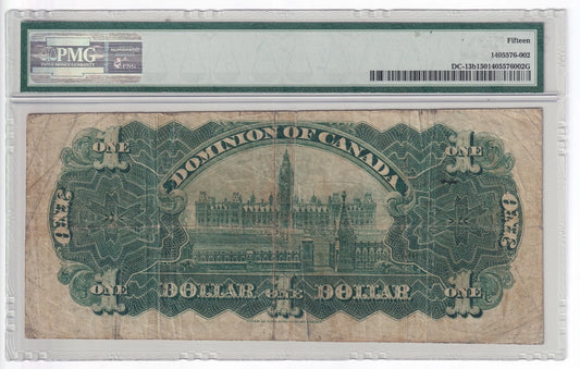 Dominion Of Canada 1898 $1 One Dollar Banknote PMG Graded Choice Fine 15 - cscoinsnbanknotes