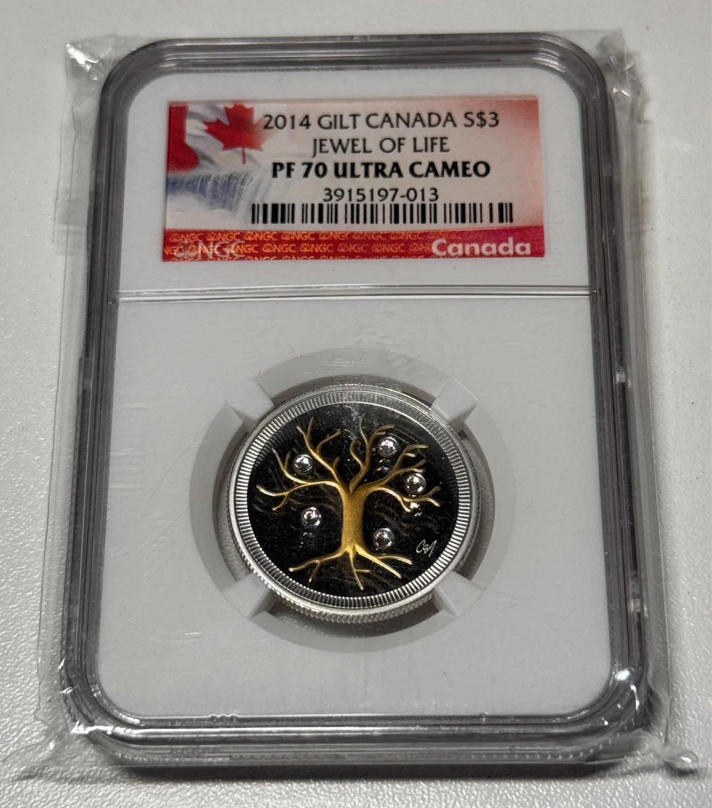 2014 Gilt Gold Canada $3 Silver Jewel Of Life NGC Certfied PF-70 Ultra Cameo