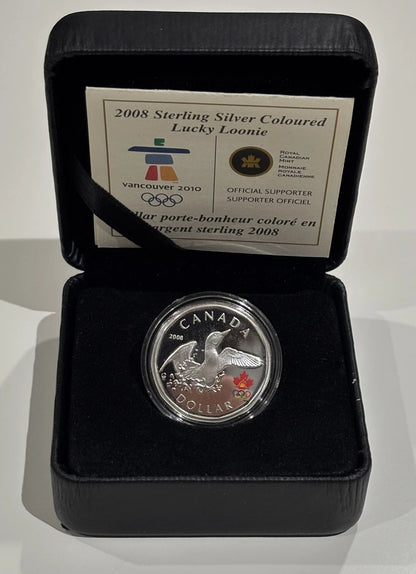 2008 Sterling Silver Lucky Loonie Coin Queen Elizabeth II 2010 Van Olympics RCM