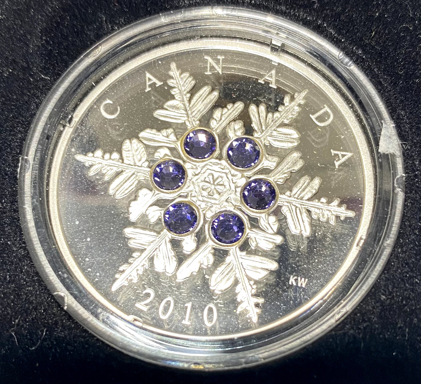 Canada 2010 $20 Crystal Tanzanite Snowflake 1oz Silver Proof