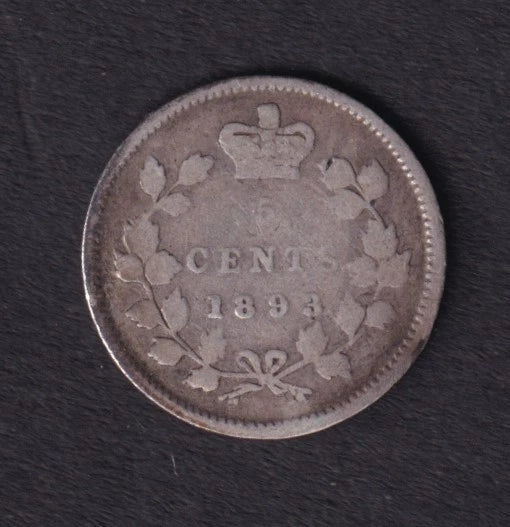 Canada 1893 5c Five Cent Silver Coin Queen Victoria .925 Silver #1 - cscoinsnbanknotes