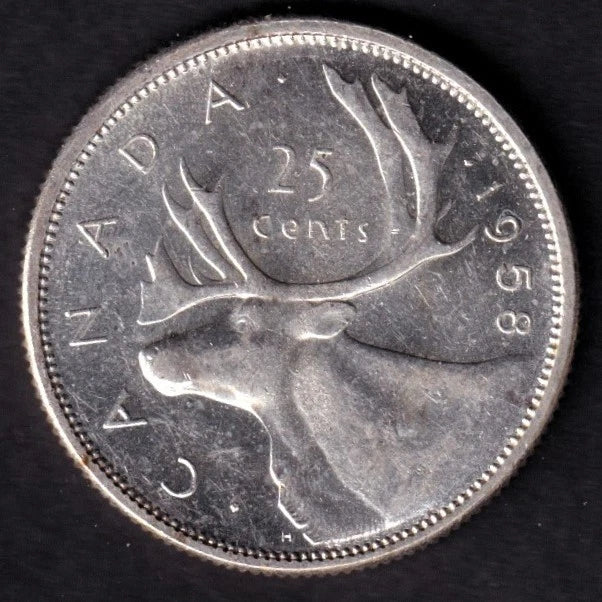 Canada 1958 25c Twenty Five Cent Silver Coin Queen Victoria II .800 Silver
