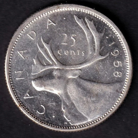 Canada 1958 25c Twenty Five Cent Silver Coin Queen Victoria II .800 Silver
