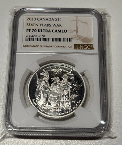 Canada 2013 Silver $1 Seven Years War NGC Certfied PF 70 Ultra Cameo