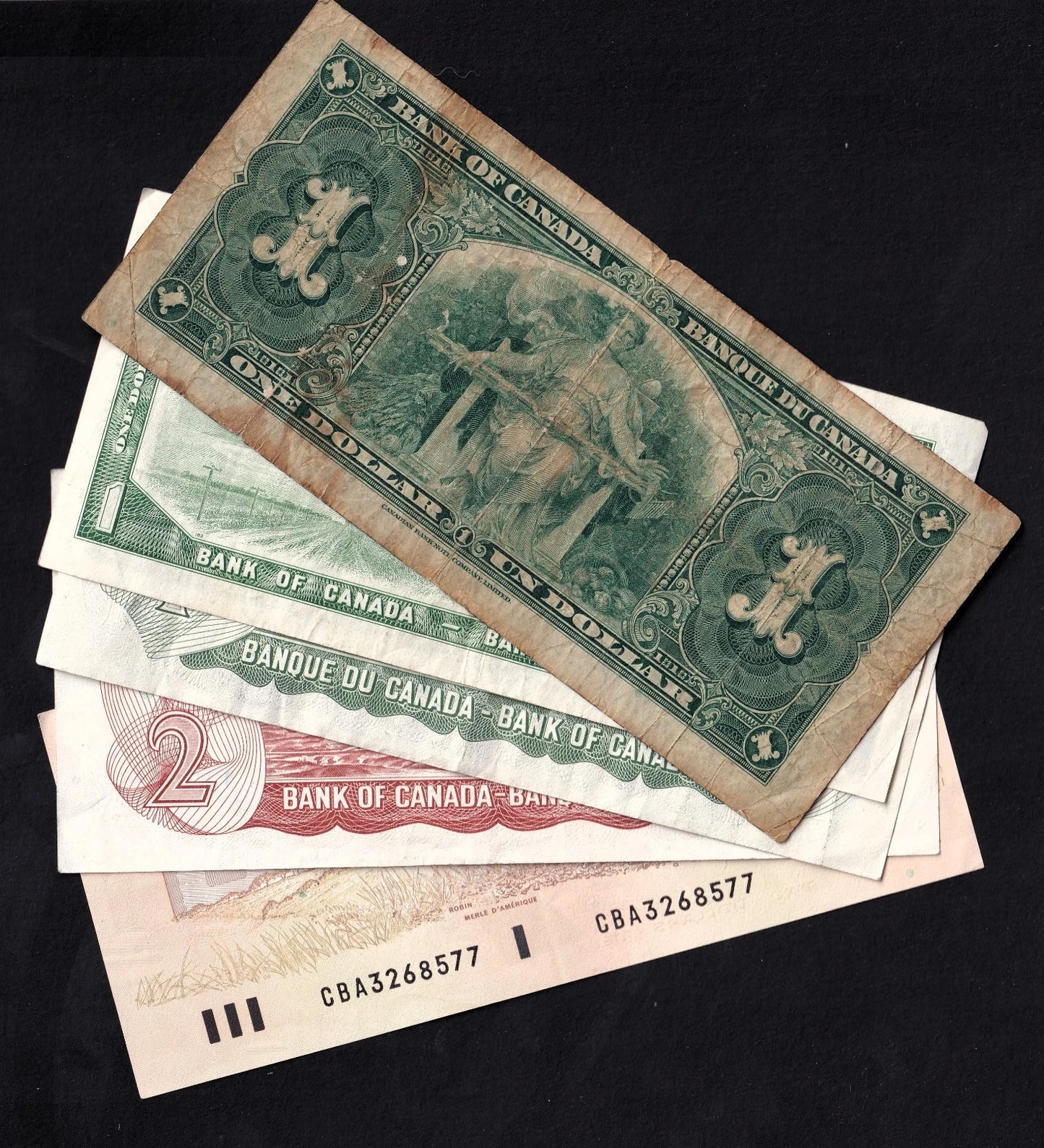 Canada Banknote Starter Lot – 5 Mixed Notes Various 1937, 1954, 1973, 1974, 1986 - cscoinsnbanknotes