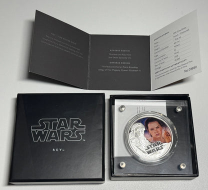 2016 Niue $2 Star Wars The Force Awakens Rey 1oz Fine Silver Coloured Coin - cscoinsnbanknotes