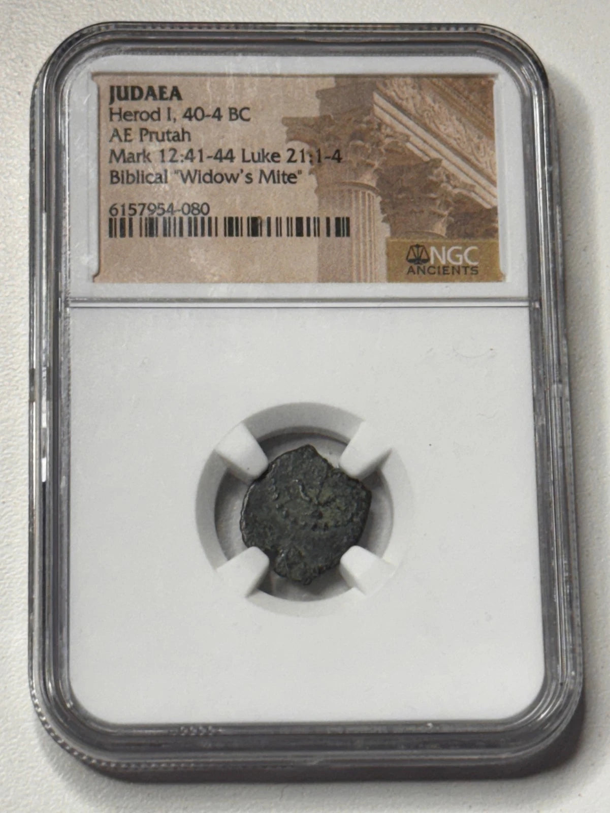 Judaea Herod I AE Prutah 40-4 BC NGC Certified Biblical “Widow’s Mite” Coin
