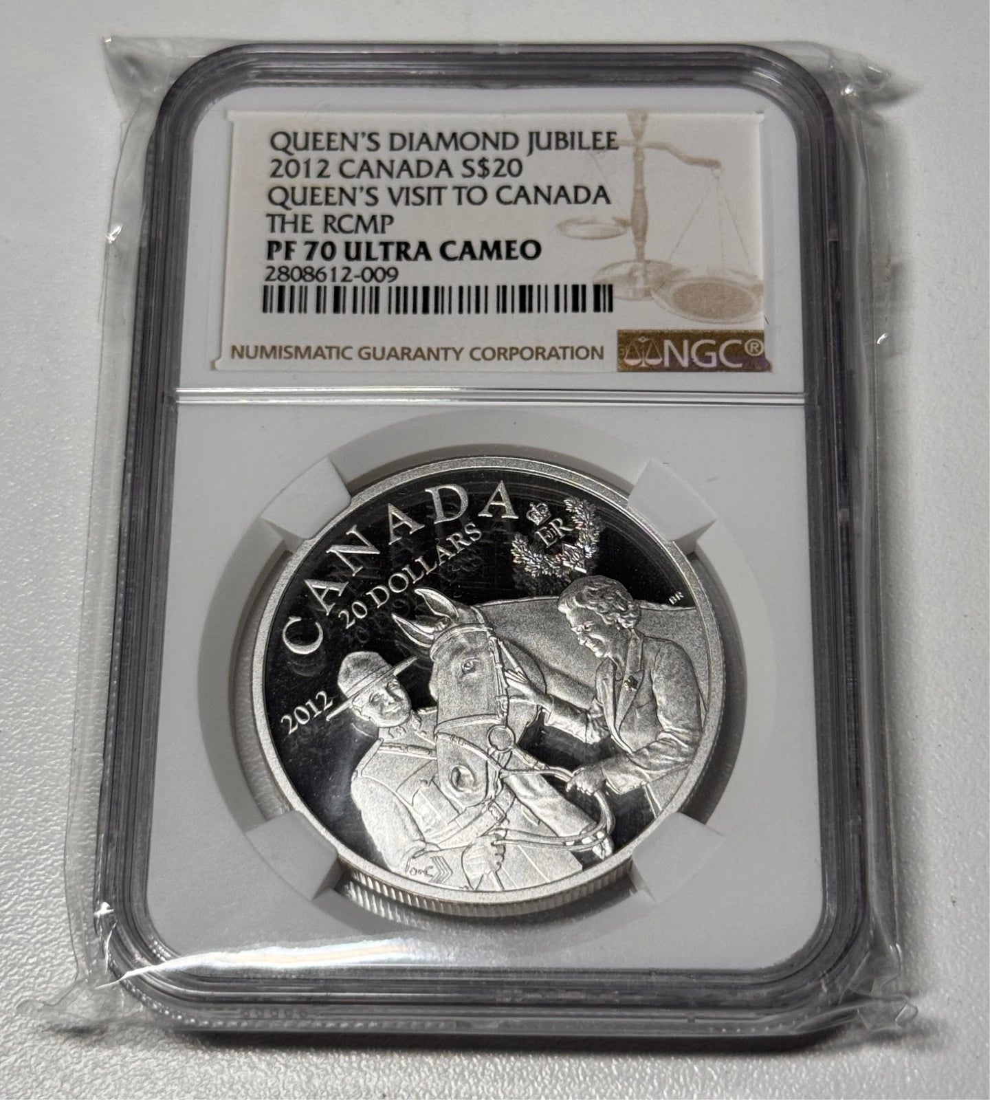 Canada 2012 Queens Visit To Canada The RCMP $20 .999 Silver NGC Certified PF-70