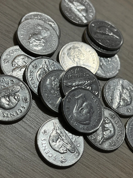 Lot Of 100 Canada Nickel Nickels Pre 1981 - PURE NICKEL A+ 1 POUND PURE