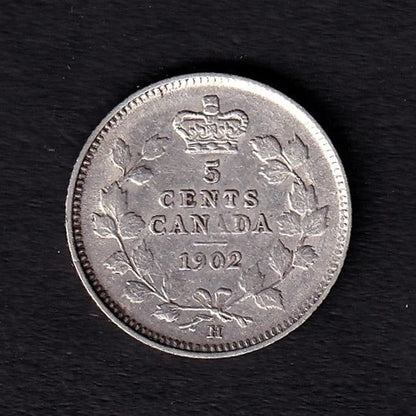 Canada 1902H 5c Five Cent Silver Nickel King Edward VII VF Very Fine .925 Silver - cscoinsnbanknotes