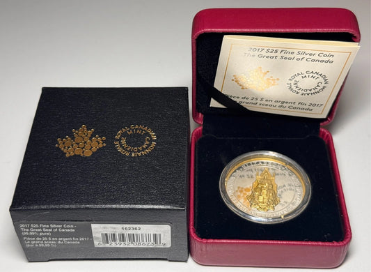 2017 Canada $25 Fine Silver Coin - The Great Seal of Canada With Box + COA