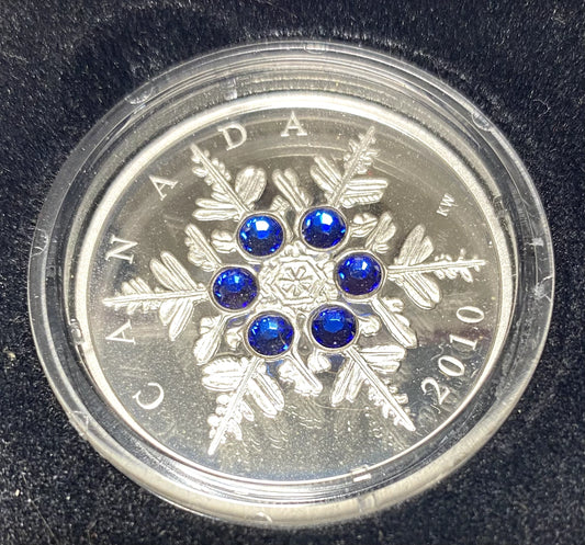 2010 Fine Silver 1oz Blue Crystal Snowflake $20 .9999 Proof
