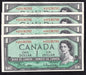 Canada 1954 $1 One Dollar Consecutive Banknotes Beattie - Rasminsky Prefix *A/A - cscoinsnbanknotes