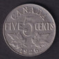 Canada 1926 5c Five Cent Nickel Coin King George V #1 Near 6 - cscoinsnbanknotes