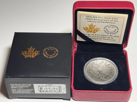 2016 Canada $25 Fine Silver Coin: 140th Anniversary of the Library of Parliament