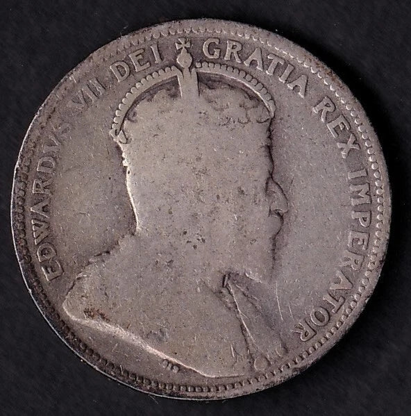 Canada 1904 25c Twenty Five Cent Silver Coin King Edward VII V .925 Silver G