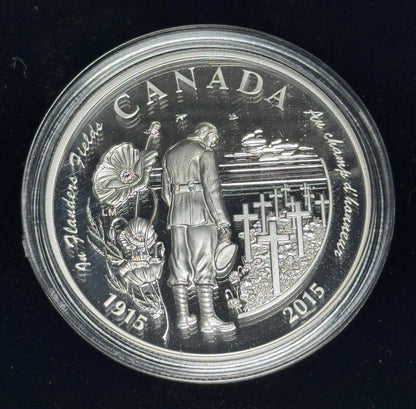 2015 Canada $20 Fine Silver Coin - 100th anniversary Of In Flanders Fields