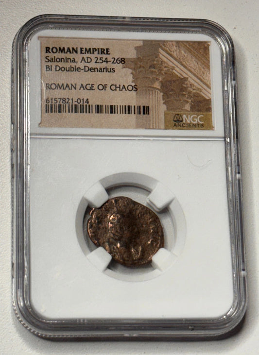 Salonina BI Double Denarius AD 254-268 NGC Ancient Roman Age of Chaos Coin